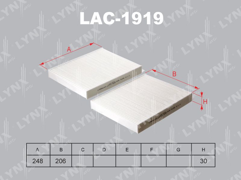 Фильтр салонный LYNX LAC-1919 / CU 25 332