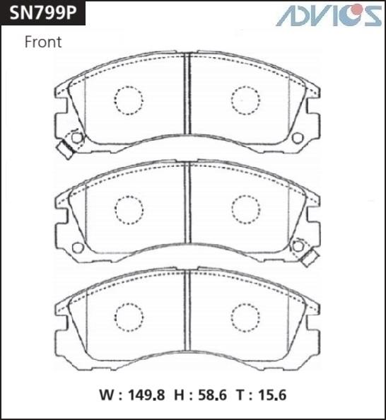 Колодки тормозные дисковые ADVICS SN799P / PF-3233