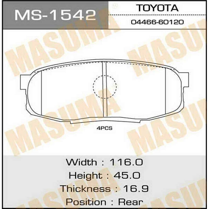 Колодки тормозные дисковые MASUMA MS-1542