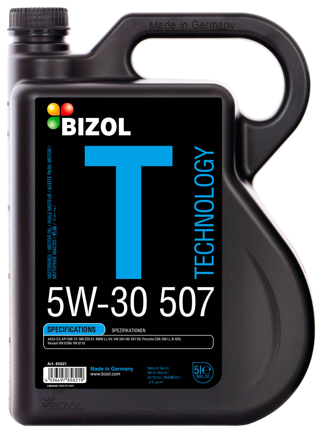 НС-синтетическое моторное масло BIZOL Technology 5W-30 507 SM C3 (5л)