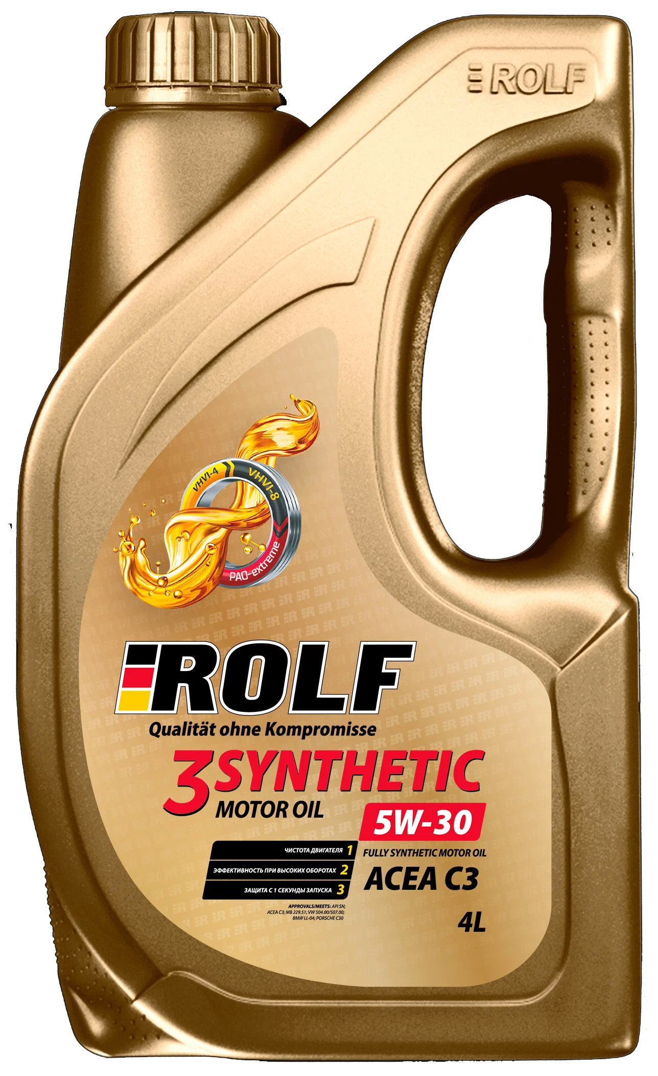 Моторное масло ROLF 3-SYNTHETIC 5W-30 С3 синтетическое 4л